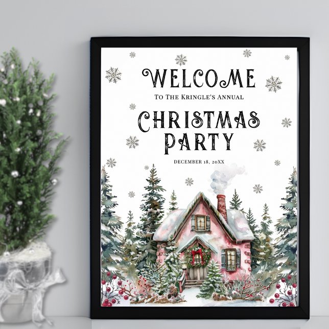Festive hiver Noël Affiche de bienvenue (Festive Winter Christmas Party Welcome Sign)