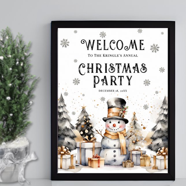 Festive hiver Noël Affiche de bienvenue (Festive Winter Christmas Party Welcome Sign)