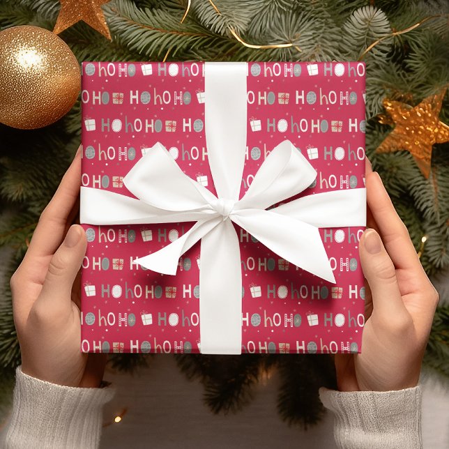 Festive Ho Ho Ho Chic Christmas Holiday Wrapping Paper (Creator Uploaded)