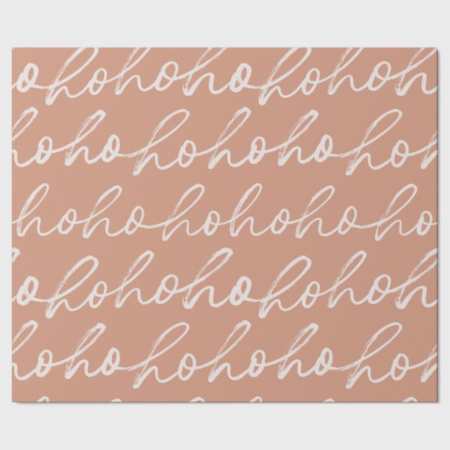 Festive “Ho Ho Ho” Pink Wrapping Paper (Seam)