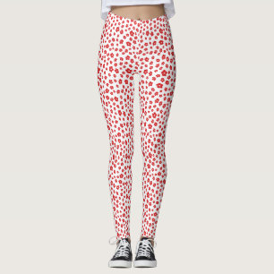 Festive Holiay Christmas Red Hibiscus Flowers Flor Leggings