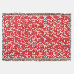 Festive Holiay Christmas Red White Hibiscus Flower Throw Blanket