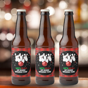 Festive Holiday Bowling Beer Bottle Label