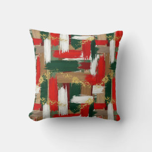 Festive holiday brush plaid  throw pillow