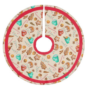 Festive Holiday Cheer Hot Cocoa and Cookies Brushed Polyester Tree Skirt