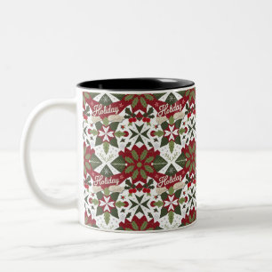 Festive "Holiday Cheer" Mug with Snowflakes & Holl