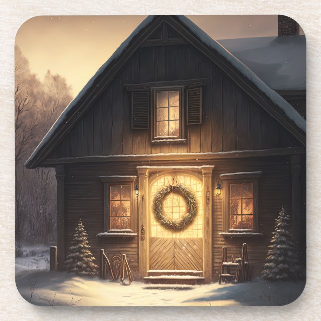 Festive Holiday / Christmas Barn Coasters (Front)