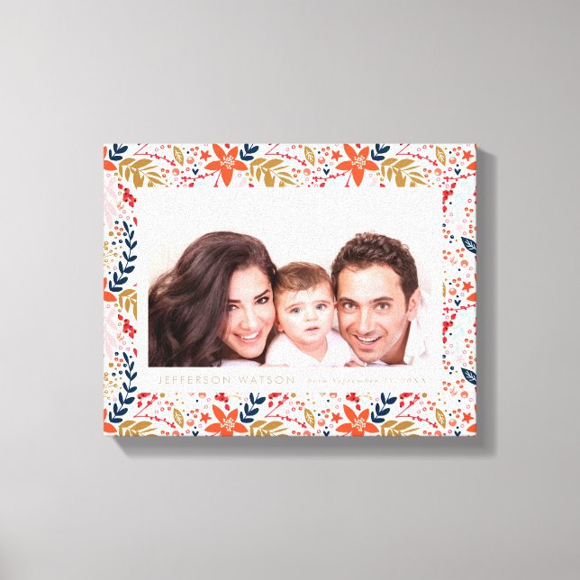 Festive Holiday Christmas Floral Canvas Print (Front)