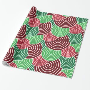 Festive Holiday Christmas Spiral Pattern Gift Wrap