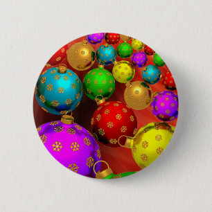 Festive Holiday Christmas Tree Ornaments Design 2 Inch Round Button