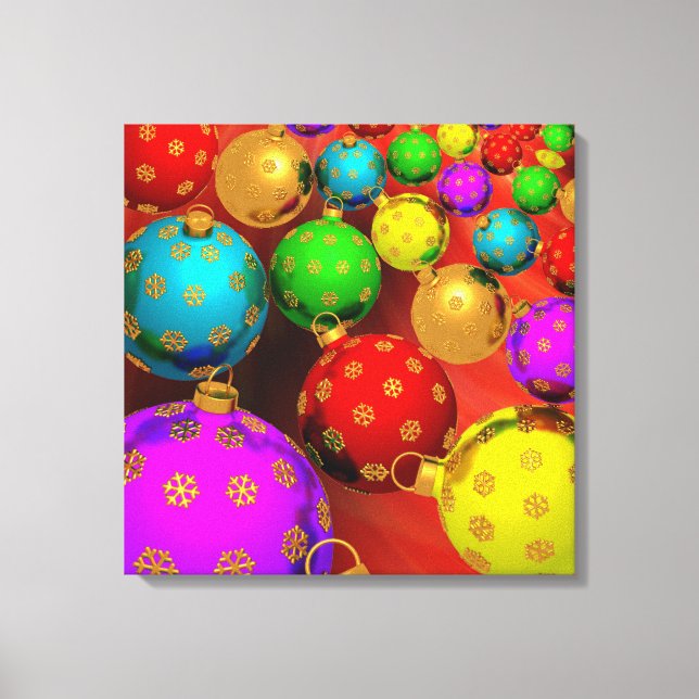 Festive Holiday Christmas Tree Ornaments Design Canvas Print (Front)