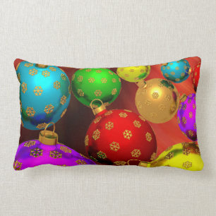 Festive Holiday Christmas Tree Ornaments Design Lumbar Pillow