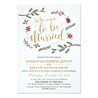 Festive Holiday Christmas Wedding Invitation