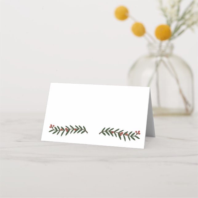 Festive Holiday Christmas Wedding Place Card (Front)