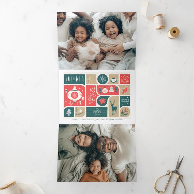 Festive Holiday Collage Tri-Fold Holiday Card (Inside)