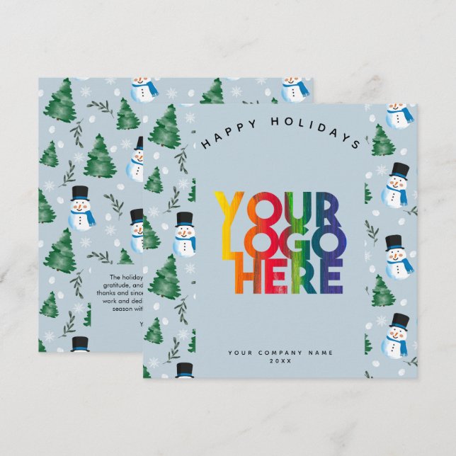 Festive Holiday Corporate Business Logo Christmas Card (Front/Back)