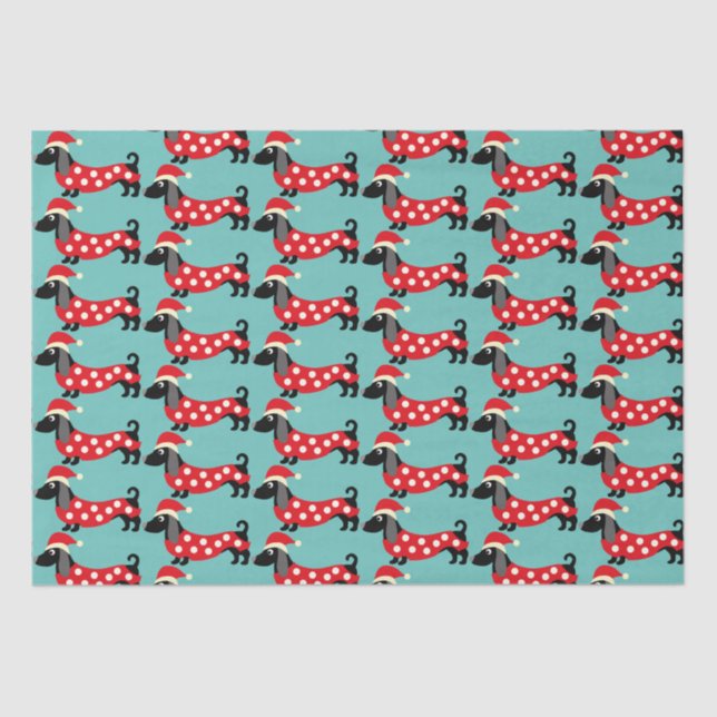 Festive Holiday Dachshunds   Tissue Paper (Front)