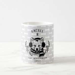 Festive Holiday Dog Etching Family Monogram Coffee Mug