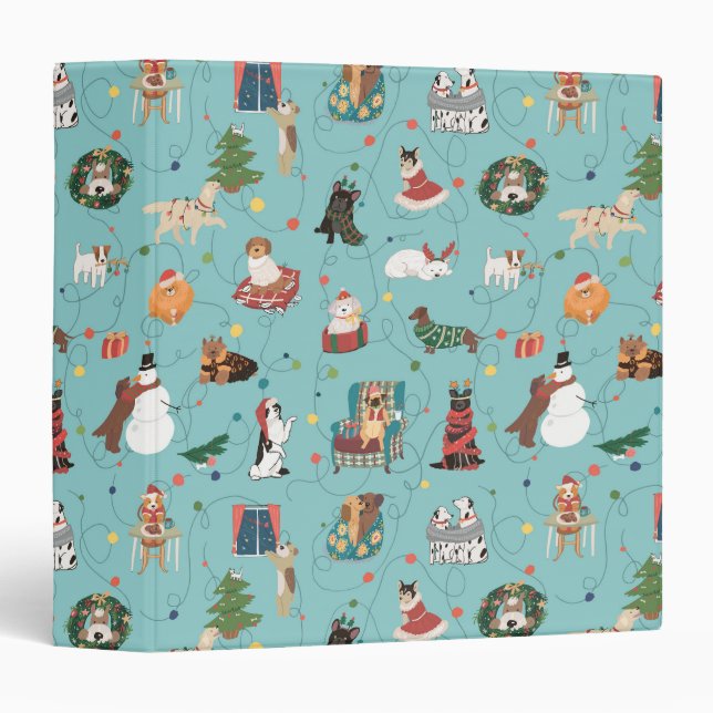 Festive Holiday Dogs in Christmas Sweaters Pattern Binder (Front/Spine)