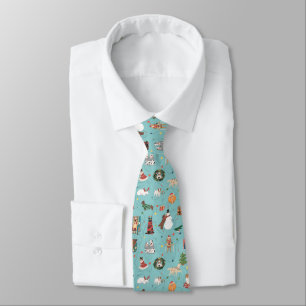 Festive Holiday Dogs in Christmas Sweaters Pattern Tie