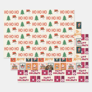 Festive Holiday Gift Wrap Sheets with Christmas