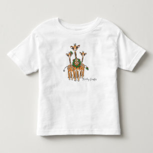Festive Holiday Giraffes with Holly wreath Toddler T-shirt