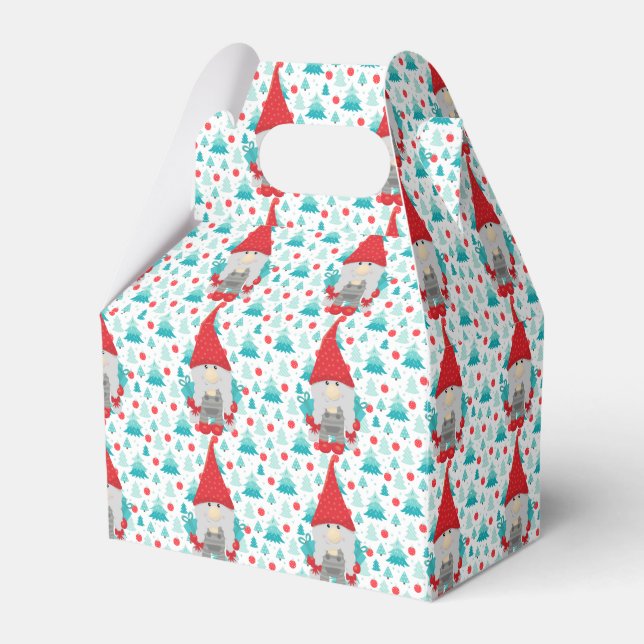 Festive Holiday Gnome with Gifts Favor Box (Front Side)