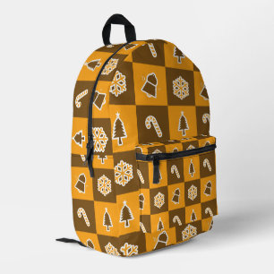 Festive Holiday Grid Pattern Printed Backpack
