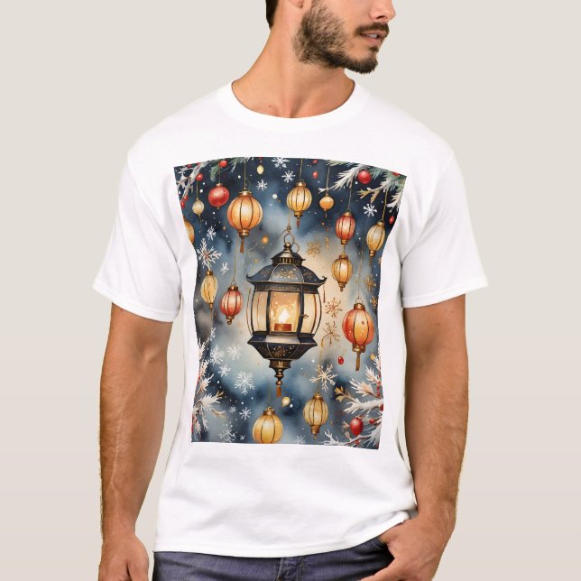 Festive Holiday Lanterns T-Shirt (Front)