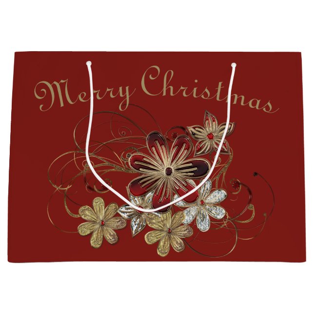 Festive Holiday Laurel Large Gift Bag (Front)