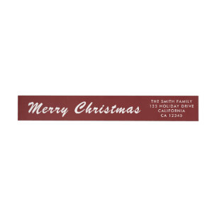 Festive Holiday Merry Christmas Golden Glitter Wrap Around Label