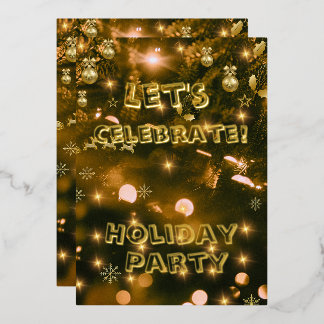 Festive Holiday Party Invite,Black and Gold
