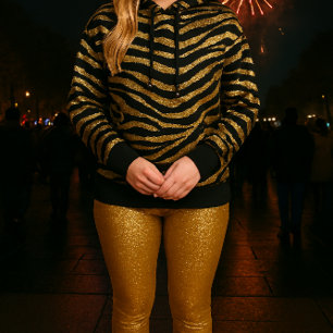 Festive Holiday Party Leggings/Gold Glitter Leggings