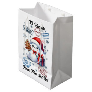 Festive Holiday Sack With Cheerful Gifts Medium Gift Bag