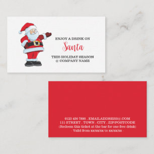 Festive Holiday - Santa Claus - Drinks Ticket Enclosure Card
