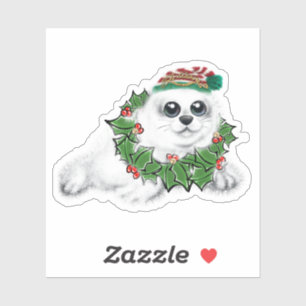 Festive holiday Seal pup Xmas wreath