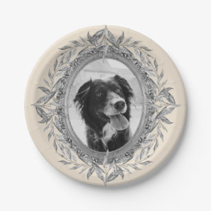 Festive Holiday Silver Frame Photo Paper Plate