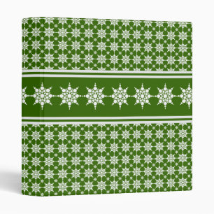 Festive Holiday Snowflakes Green Binder