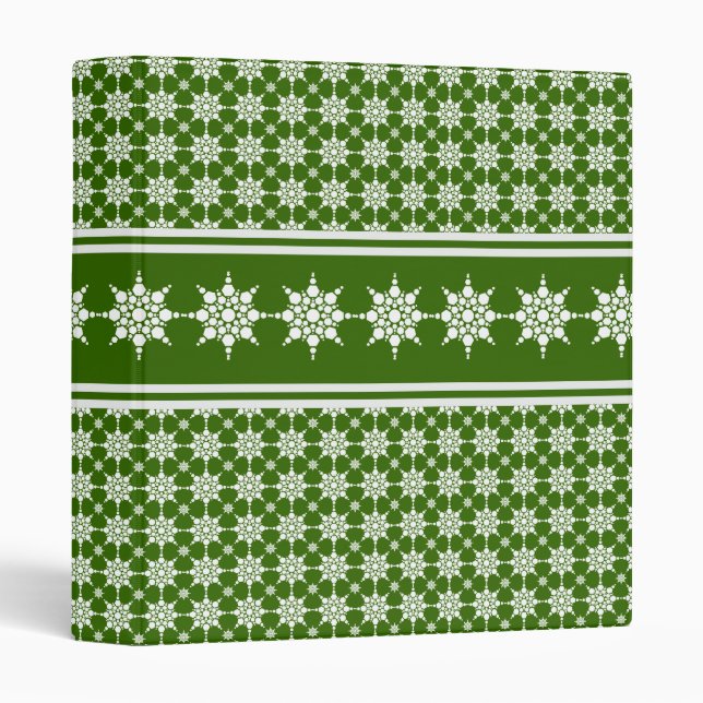 Festive Holiday Snowflakes Green Binder (Front/Spine)