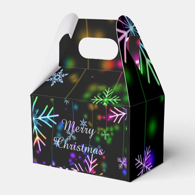 Festive holiday snowflakes, Merry Christmas Favor Box (Front Side)