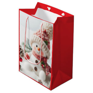 Festive Holiday Snowman Medium Gift Bag