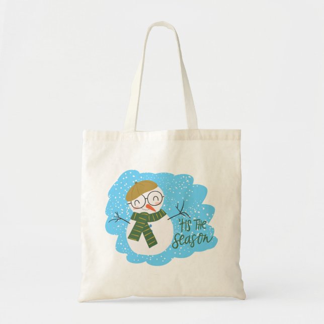 Festive Holiday Snowman Tote Bag (Front)