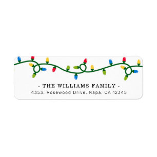 Festive Holiday String Lights White Return Address