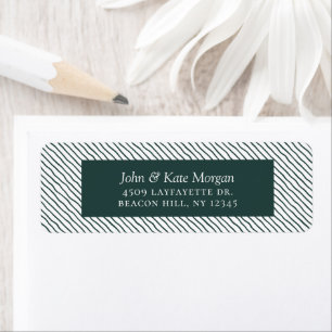 Festive Holiday Stripe Green Return Address Label