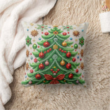 Festive Holiday Throw Pillow Embroidery Design