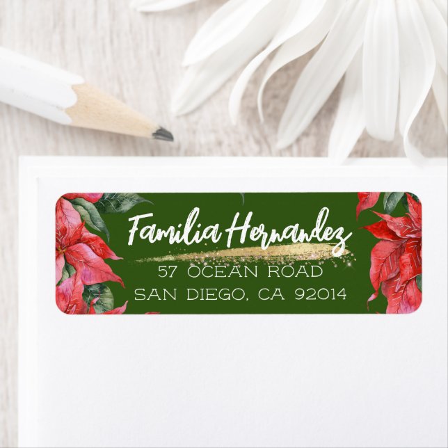Festive Holiday Watercolor Poinsettia Family   (Insitu)