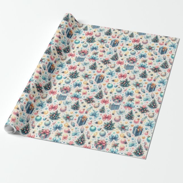 Festive Holiday Wrapping Paper (Unrolled)