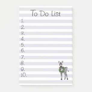 Festive Holiday Zebra Illustration, Holiday Zebra Post-it Notes