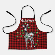 Festive Holiday Zebra, twinkle light buffalo plaid