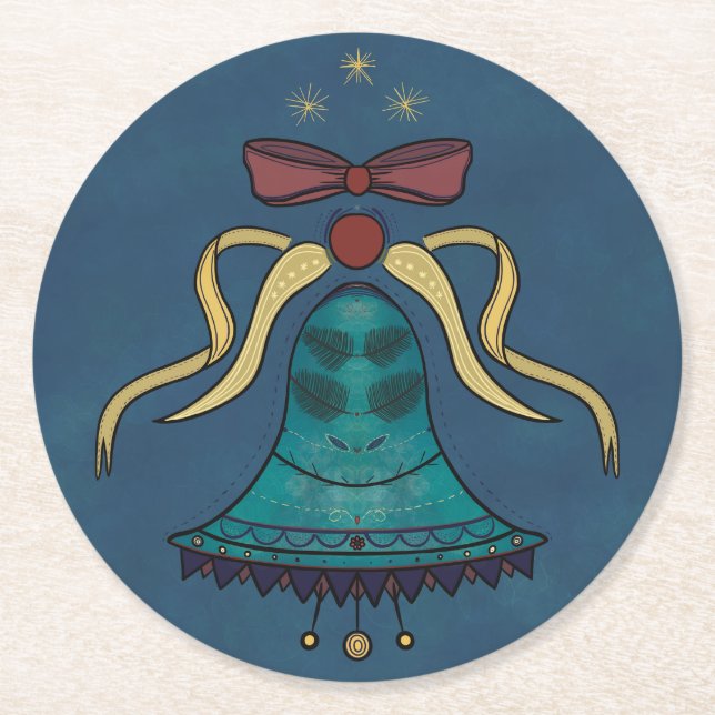 Festive Holidays  Round Paper Coaster (Front)